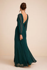 Enchant My Love Emerald Green V-Neck Long Sleeve Maxi Dress