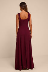 Love Me Forever Burgundy Square Neck Maxi Dress