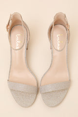 Harper Champagne Glitter Ankle Strap Heels