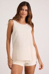 Amalfi Attitude Beige Linen Tank Top
