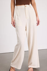 Stylish Ease Beige Linen High-Rise Wide-Leg Trouser Pants