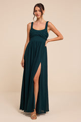 Sensational Moment Emerald Green Pleated Maxi Dress