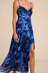 Beautiful Soul Blue Floral Print Twist-Front Maxi Dress