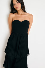 Seriously Sensational Black Strapless Tiered Maxi Dress