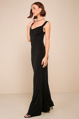 Inspiring Glamour Black Backless Column Maxi Dress