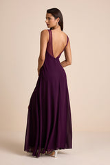 Simply Immaculate Dark Purple Backless Maxi Dress