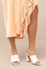 Callixta White Lace High Heel Slide Sandals