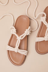 Haven Off White Rope Lace-Up Sandals