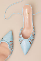 Ansel Seafoam Snake-Embossed Lace-Up Pumps