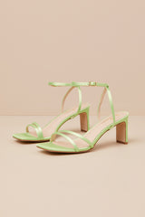 Loxley Lime Green Satin Ankle Strap High Heel Sandals