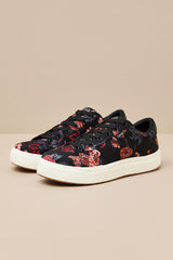 Park Black and Blush Floral Lace-Up Platform Sneakers