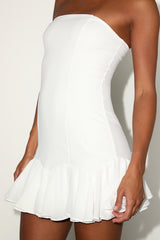 Eirian White Strapless Pleated Mini Dress