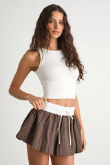 Parker Brown Gingham Mini Skort