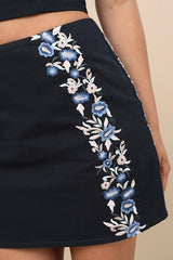 Rosabella Dark Navy Floral Embroidered Two-Piece Mini Dress