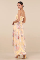 Breigh Yellow Floral Sleeveless Maxi Dress