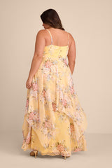 Breigh Yellow Floral Sleeveless Maxi Dress