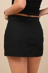 Mahsa Black Crochet Embroidered High-Rise Mini Skirt