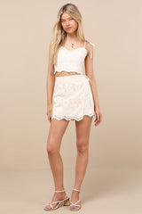 Kamilla Cream Eyelet Embroidered Tie-Strap Tank Top
