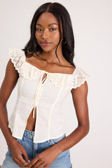 Alesana Ivory Eyelet Embroidered Button-Front Top