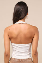 Astraia Light Heather Beige Hook-and-Eye Halter Top