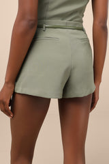 Gracinda Sage Belted Mid-Rise Micro Shorts