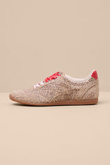 Laini Tan Leopard Printed Suede Leather Lace-Up Sneakers