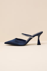 Noha Future Dusk Satin Rhinestone Mule Pumps