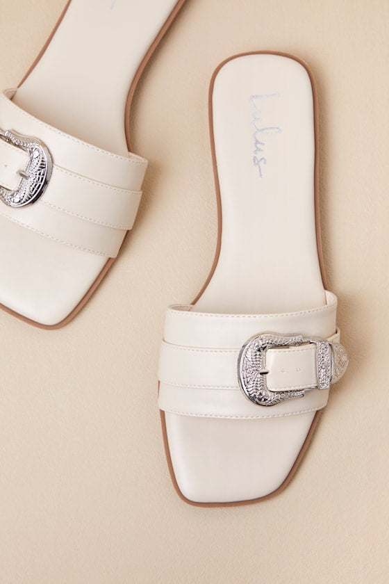 Nyomi Bone Buckle Slide Sandals