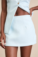 Teslee Light Blue Textured Mid-Rise Skort