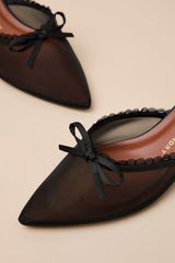 Mel Black Mesh Bow Kitten Heel Pumps
