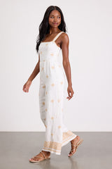 Arwen Ivory Embroidered Wide-Leg Jumpsuit