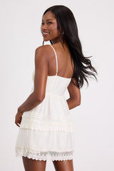 Abby White Lace Tiered Mini Dress