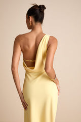 Maevyn Light Yellow Cowl Back Column Maxi Dress