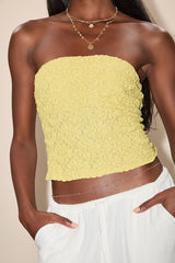 Bellona Chartreuse Jacquard Knit Strapless Crop Top