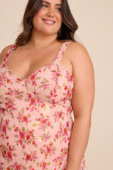 Laurette Pink Floral Tiered Sleeveless Maxi Dress