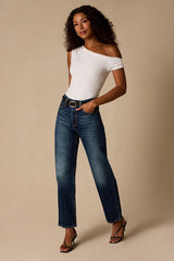 Lulah Ivory Slinky Knit Asymmetrical Bodysuit
