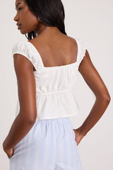 Agneta White Cap Sleeve Peplum Top