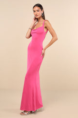 Inspiring Glamour Fuchsia Backless Column Maxi Dress