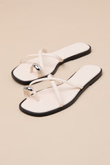 Nya Bone Flat Slide Sandals