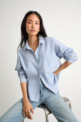 Amelia Dawn Blue Striped Long Sleeve Button-Up Top