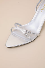 Talitha Silver Ankle Strap High Heel Sandals