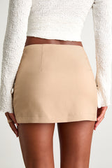 Mienna Beige Low-Rise Mini Skirt