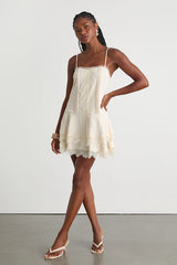 Sahima Cream Lace Tiered Mini Dress