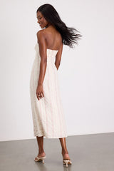 Cosetta Ivory Floral Strapless Midi Dress