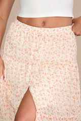Subtle Sweetness Ivory and Orange Floral Print Tiered Maxi Skirt