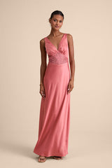 Toulouse Rusty Rose Satin Lace Maxi Dress