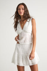 Dessie Ivory Embroidered Mini Skirt