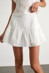 Dessie Ivory Embroidered Mini Skirt