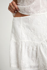 Dessie Ivory Embroidered Mini Skirt