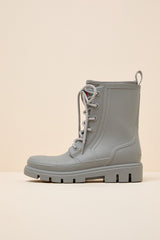 Diana Light Gray Rubber Lace-Up Ankle Rainboots